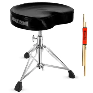 5 Core Drum Throne 4" Padded Guitar Stool Drummer Chair Adjustable Musician Seat