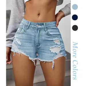 Women’s corrugated-edge denim shorts, flat-fly straight-leg jean shorts GARMENTARY