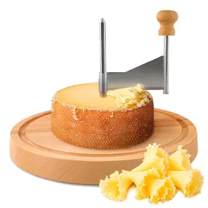Stainless Steel Tête de Moine Cheese Curler Wheel - Rotating Wooden Girolle Shaver with Circular Blade, Kitchen Utensil for Creating Rose Shape Cuts to Reveal Rich Flavor