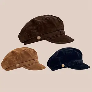 Autumn New Style Beret Hat Vintage British Style Newsboy Cap Women Elegant American Trend Octagonal Hat Face-Lengthening Artist Hat Men