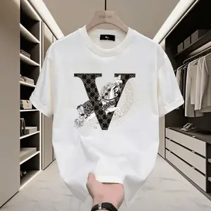 Men's Casual Round Neck Cotton Short-Sleeve T-Shirt - European Trend Letter Printing, All-Matching Menswear Top, Versatile Summer Tee