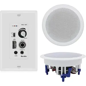 Herdio 5.25-inch Home Ceiling Speaker Set with Wall-Mounted Bluetooth Amplifier, Great for Home Theater, Office, Living Room (300W Pair)