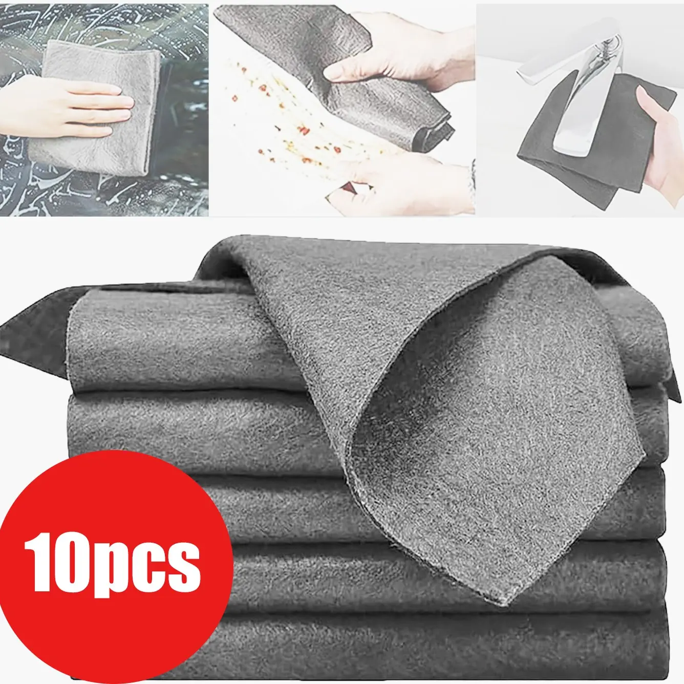 10 Pack Thick Magic Cloth Microfiber Cleaning Wipes, No Residue Glass Cleaner, Reusable High Absorbent 30x30cm, Super Absorbent Reusable, Window Mirror Cleaning Microfiber Cleaning Cloths, Microfiber Cleaning Towels, Reuseable Cleaning Cloths