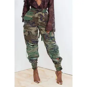 Camouflage Distressed Cargo Pants