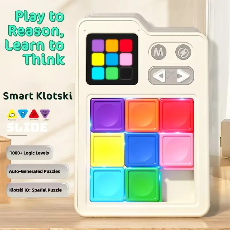 Electronic Klotski Puzzle Toy for Kids, Interactive Game Board with Sound Effects, Gradual Difficulty, Logic Puzzles, Ideal Gift for Ages 6+