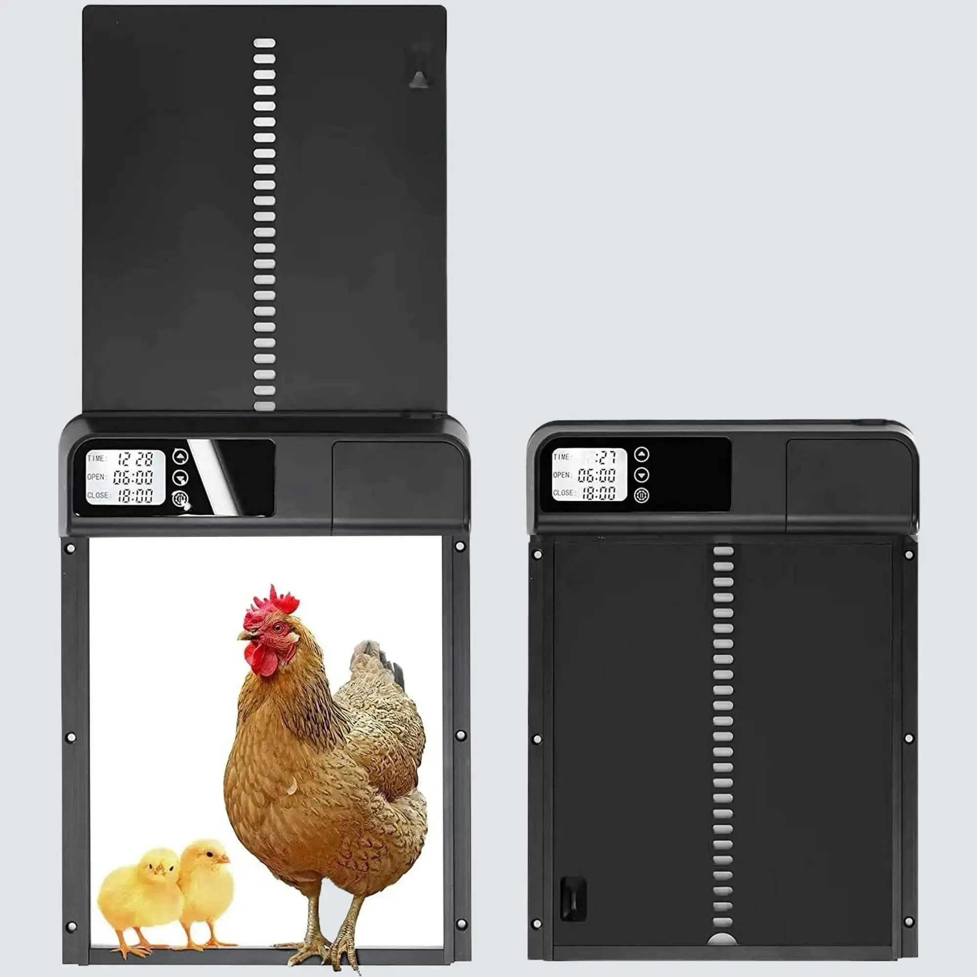 Automatic Chicken Coop Door Opener for Farmers - Backyard Use, All-Seasons Water-Resistant, Battery-Powered, LCD Display, Safe, 2 Modes (Timer & Manual), Door Control, Effortlessly Open and Close