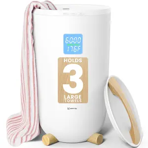 Keenray Towel Warmer for Bathroom, Luxury Towel Warmer Bucket with Timer, LED Display for Time and Temperature, Delay Time Up to 24 Hours, Child Lock, Hot Towel Heater, Gifts for Mom,Dad,Him,Her, Grey