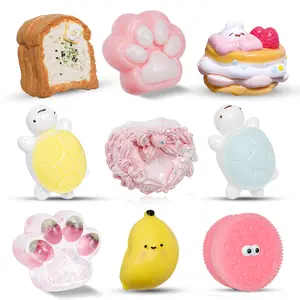 1/2/3/6 PCS Taba Squishies Gift for Kids taba squishy party Gift favor cute toy sticky soft toy Mochi Squeeze Toys for Stress Relief anxiety fidgets clear cat paw squeeze toy anxiety buster mothersdaygift-F1