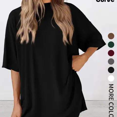 Plus Size Women's 2 Piece Casual Basic Set, Short Sleeve T-Shirt and Shorts, Soft Stretch Summer Relaxed Fit Loungewear, Comfortable Home