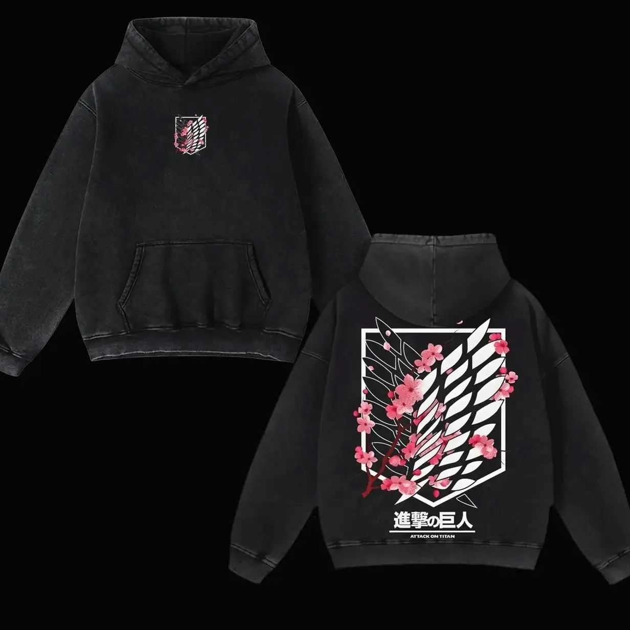 Attack On Titan Anime Unisex Hoodie, Wings Of Freedom AOT Hoodie - Eren Acid Wash Graphic Hoodie Casual Menswear Soft Top, Hoodie AOT Streetwear NPU N4A