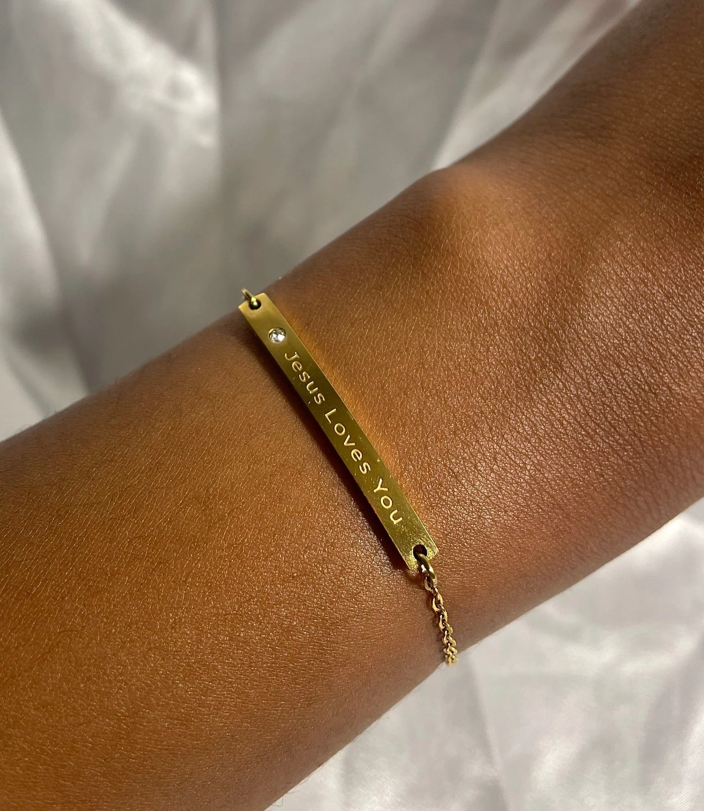 Jesus Loves You Bracelet, Gold Plated Adjustable Christian Jewerly
