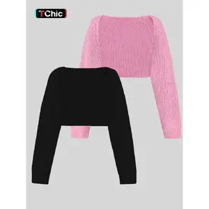 Women’s solid-color raglan-sleeve cropped shrug cardigan, casual long-sleeve open-front knitwear for spring and fall, fashionable women’s knit clothing for everyday wear