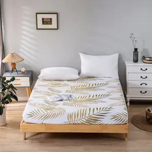 Tropical Plant Palm Leaf Bed Skirt, Tree Print, Soft Ultrafine Fiber Bedding, Single Size, 360° Elastic Band Design