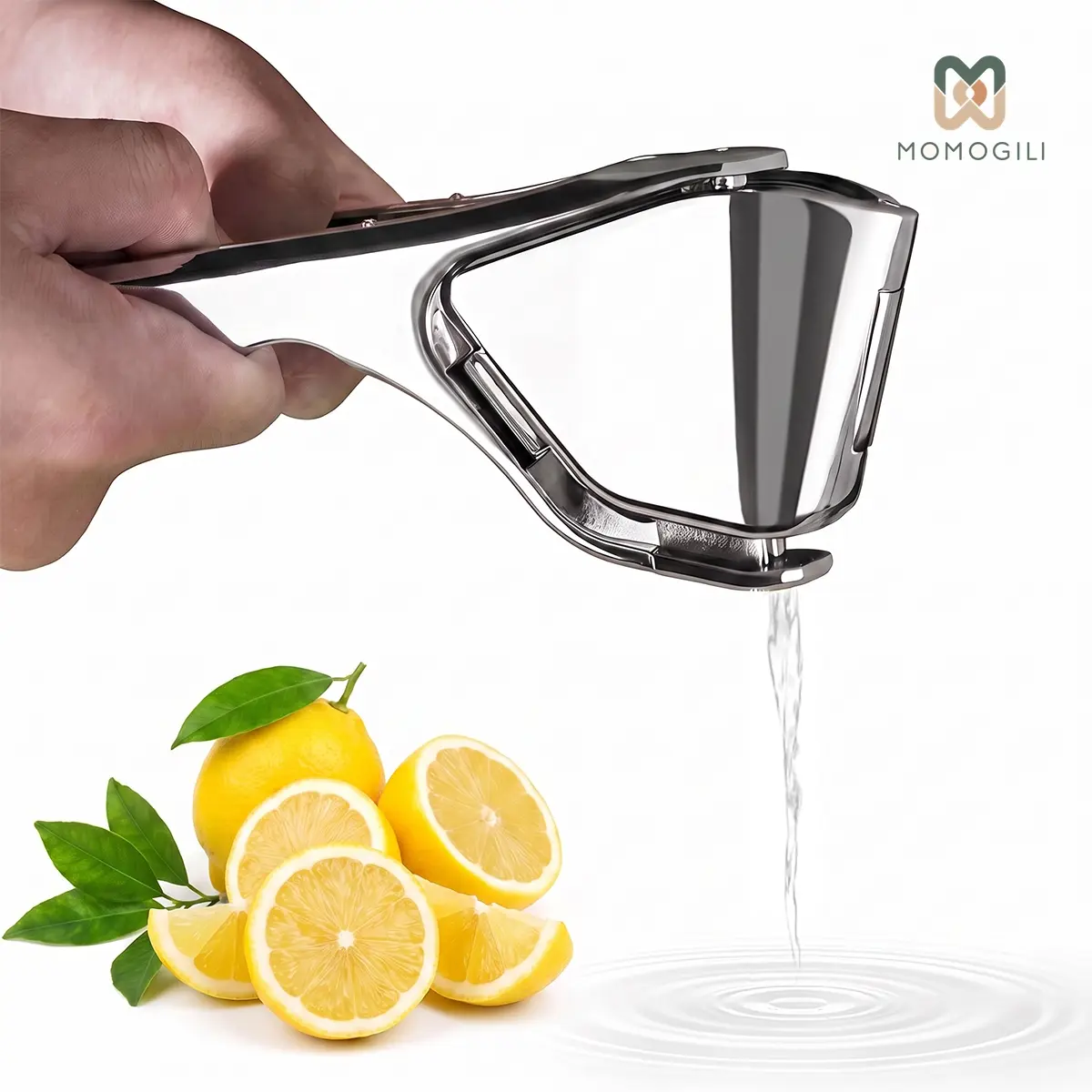 MOMOGILI Lemon Squeezer, Stainless Steel Lemon Juicer, Manual Juicer for Lemon Citrus Lime Orange, Handheld citrus Squeezer, Home Essentials - Easy to Clean & Use Citrus Juicer
