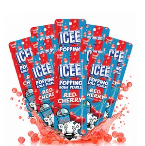 ICEE Red Cherry Popping Boba (10 Pack with Straws) – Bursting Fruit Juice Pearls | Ready-to-Eat bursting Bubbles Beverage & Dessert Topping | Gluten-Free, Soy-Free & Dairy-Free |