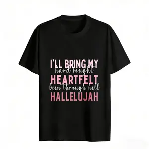 I'll Bring My Hard Fought Heartfelt Hallelujah Women's Graphic Tee Casual Fashion Cotton T-Shirt Regular Fit Crew Neck Short Sleeve Inspirational T-Shirt For summer Everyday Wear rachel new outfit
