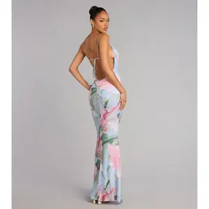 Effortless Bloom Floral Open Back Maxi Dress
