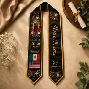 Personalized Mexican American Graduation Stole 2026 – Custom Name, Virgen de Guadalupe Sash for graduation ceremony
