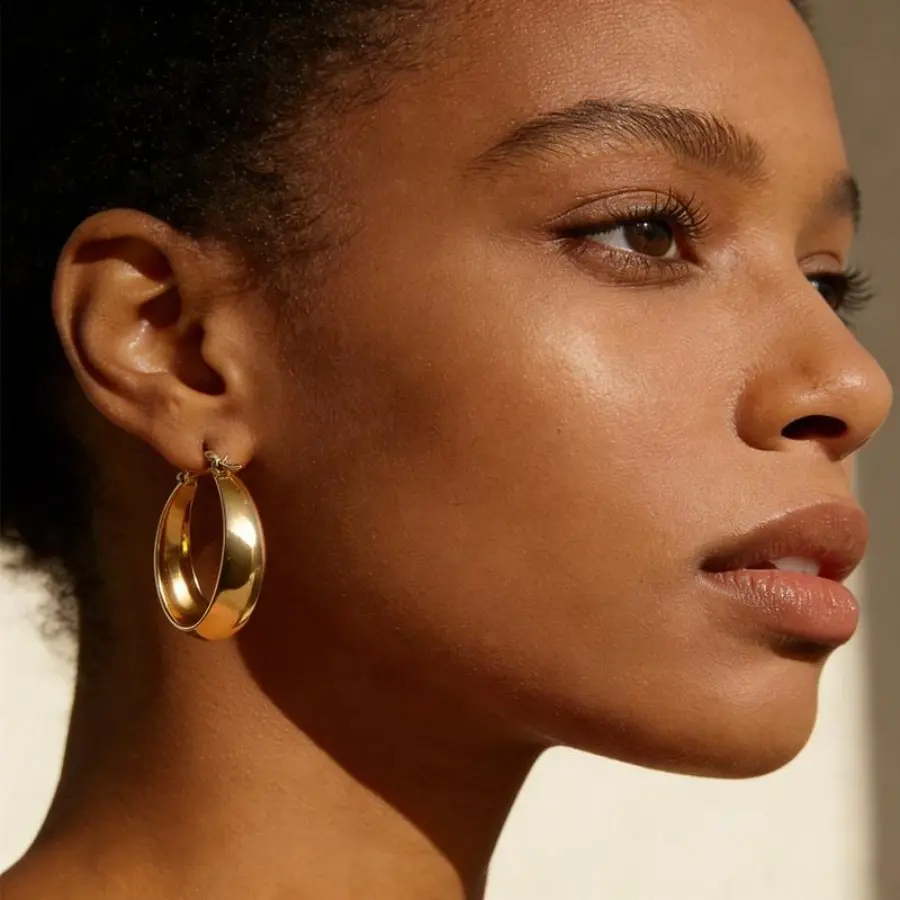 30mm Large Hoop Earring, 14K Gold Plated Hoops Large Earring Lightweight Chunky Hoops Earring for Women, Dainty Winter Earrings