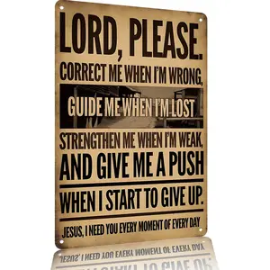 "Lord, Please Correct Me When I'm Wrong" Metal Sign 12x8 Inches –  Inspirational Christian Wall Decor