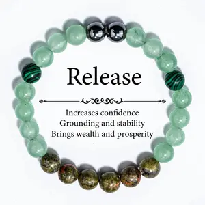 Handcrafted Epidote & Malachite Bead Bracelet for Chakra Alignment