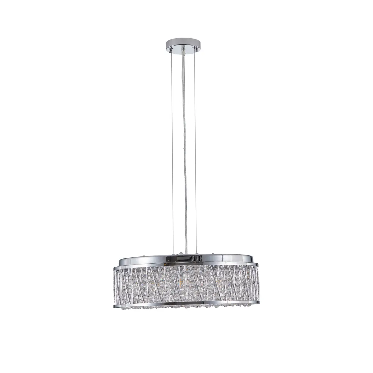 Modern Crystal Flush Mount Chandelier - Chrome Finish 18-20 Inch All-Metal Chandelier, 18.9x18.9x7.9 in, 7-Light G9 Base Indoor Lighting for Entryway, Bedroom, 18-20 Inch Chandeliers, All-Metal Chandeliers