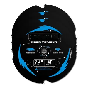 7-1/4 Inch 4  Hardie Fiber Cement Circular  , 5/8 Inch Arbor, Polycrystalline  Tipped (PCD), Thin Kerf, Black Ice(TM), for Laminate Flooring, 3-Pack(C0704FC-3)