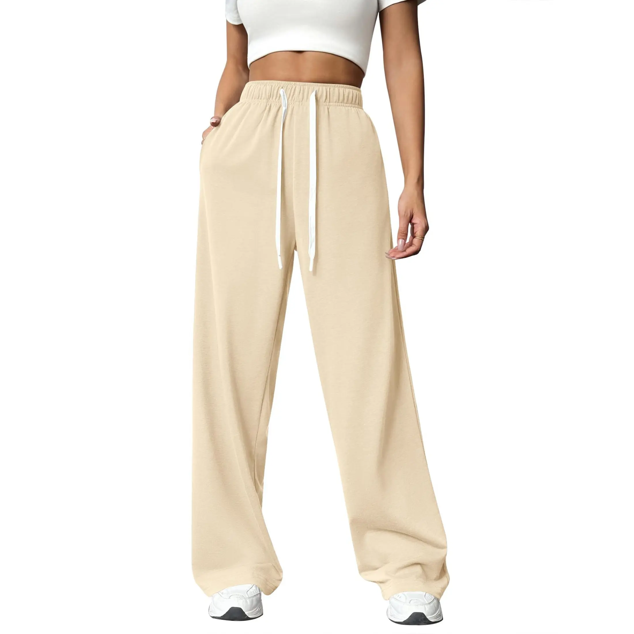 Women's Lined Sweatpants High Waisted Baggy Wide Leg Sweat Pants for Women Casual Drawstring Workout Pants