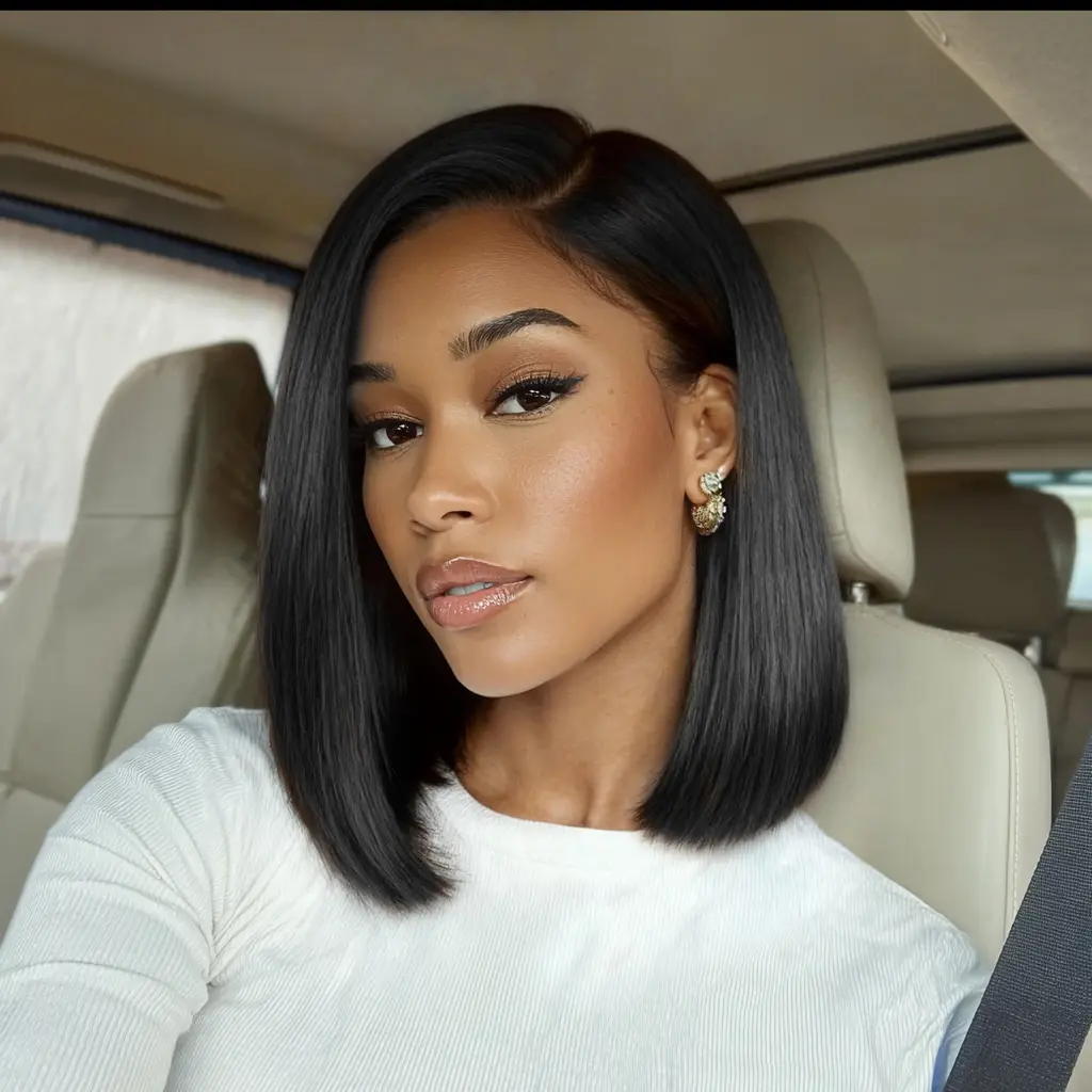 UNice Glueless Silk Straight Bob Human Hair Wigs, 7x5 HD Lace Closure with Bleached Knots, Beginner-Friendly Put On and Go Natural Scalp Wigs for Summer Use, Glueless Wigs