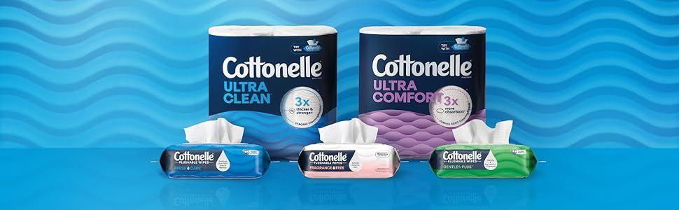 Cottonelle GentlePlus Flushable Wet Wipes with Aloe & Vitamin E, 4 Flip-Top Packs, 42 Wipes Per Pack (168 Total Wipes), Packaging May Vary