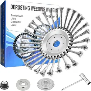 8 inch Upgraded Version Steel Wire Rotary Brush Cutter Trimmer Head,Weed Wacker Replacement Heads, Wired Trimmer Head Replacement for Electric Battery Powered Cordless String Trimmer,Weed Eater,Moss&Rust Remova