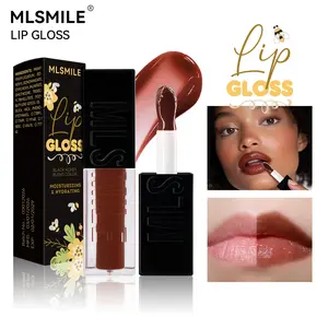 Set Of 2 Black Honey Cocoa Red-Brown Glossy Lip Lacquers. Plumps Lips for A Voluminous Look. Infused with Honey-enriched Moisturizing Lip Oil. Perfect for Holiday Gifting.