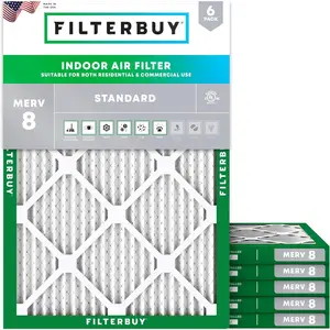 Filterbuy 19x20x1 Air Filter (6-Pack), Pleated MERV 8 Dust Defense HVAC AC Furnace Air Filters (Actual Size: 19.00 x 20.00 x 1.00 Inches)