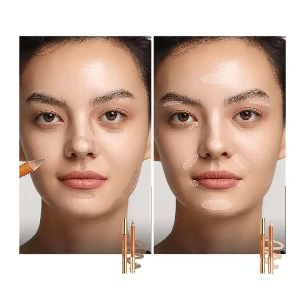 OUT OF OFFICE Dual-Ended Makeup Contour Stick - Bronzer, Highlighter, Concealer for All Skin Tones, Flawless Finish #01 Bright Skin + Cement Gray Cosmetic, Bronzer Stick, Blend, Contour Sticks