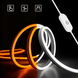USB-powered neon light strips controlled by a touch switch. Available in warm light or white light, suitable as desktop or background wall ambient lighting, and room decoration lighting.