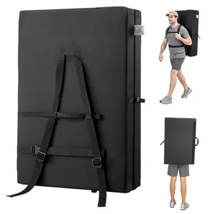 VEVOR Bouldering Crash Pad, Bi-Fold Rock Climbing Crash Pad with Adjustable Backpack Straps and Handle, Foldable Lightweight for Indoor Bouldering & Outdoor Climbing, Folded Size 35.6" x 24" x 8.3"