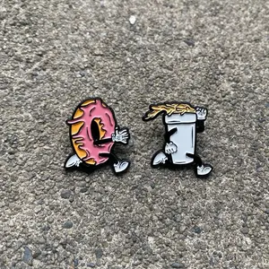 Cartoon donut and coffee pin set (the original) for hats, backpacks , etc.