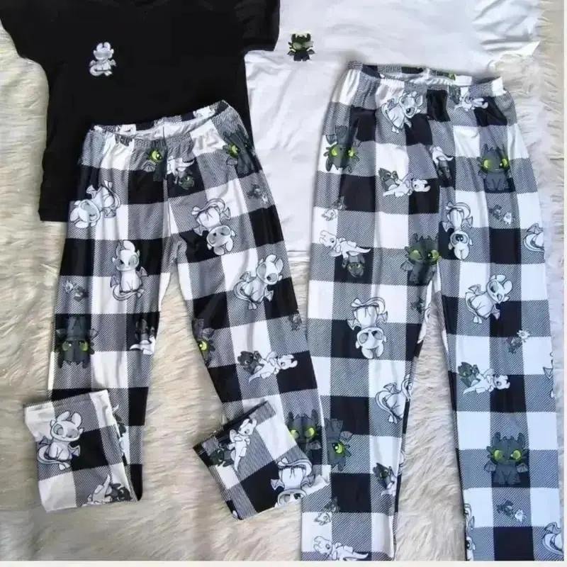 Matching Dragon Pajama Pants, Couple Lounge Wear, Plaid Sleepwear for Him & Her, Cute Fantasy Gift