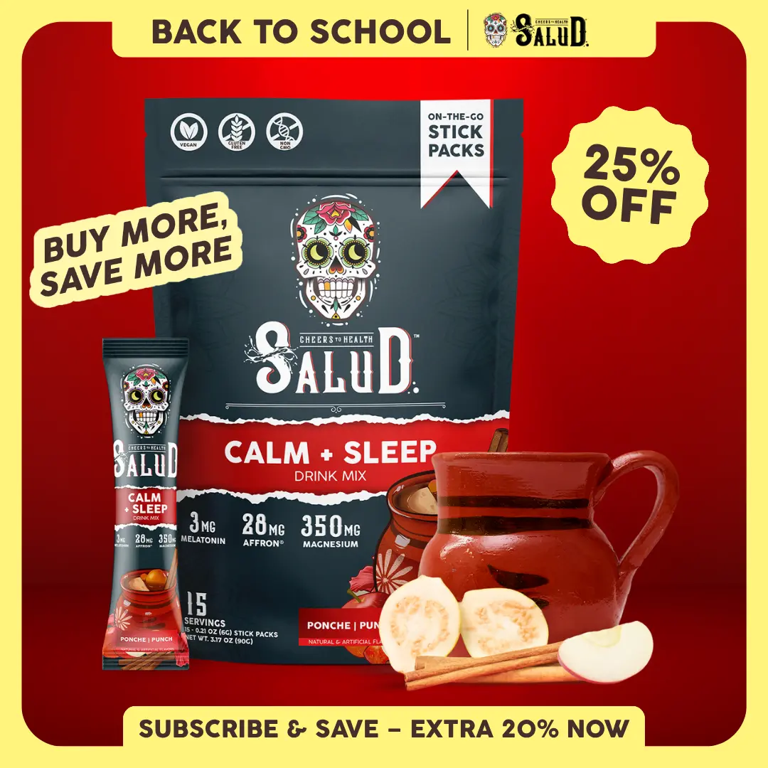 Salud 2-in-1 [Calm + Sleep] Nighttime Drink Mix, Agua Fresca,  Melatonin, Magnesium, Saffron Extract, L-Theanine, Relaxation & Sleep Support, Non-GMO, Gluten Free, Vegan, Low Calorie, 1g Sugar (15 Servings)