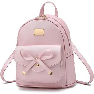 L-CPB029   Girls Bowknot Cute Leather Backpack Mini Backpack Purse for Women