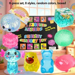 8pc Novel Stress Relieving Toy Set, Relieve Anxiety, Slowly Rebound Stress Relieving Toy, Interesting Interactive Design, Desktop Accessories for Office Workers, Party Gifts, Play, 8 Different Styles, Boxed