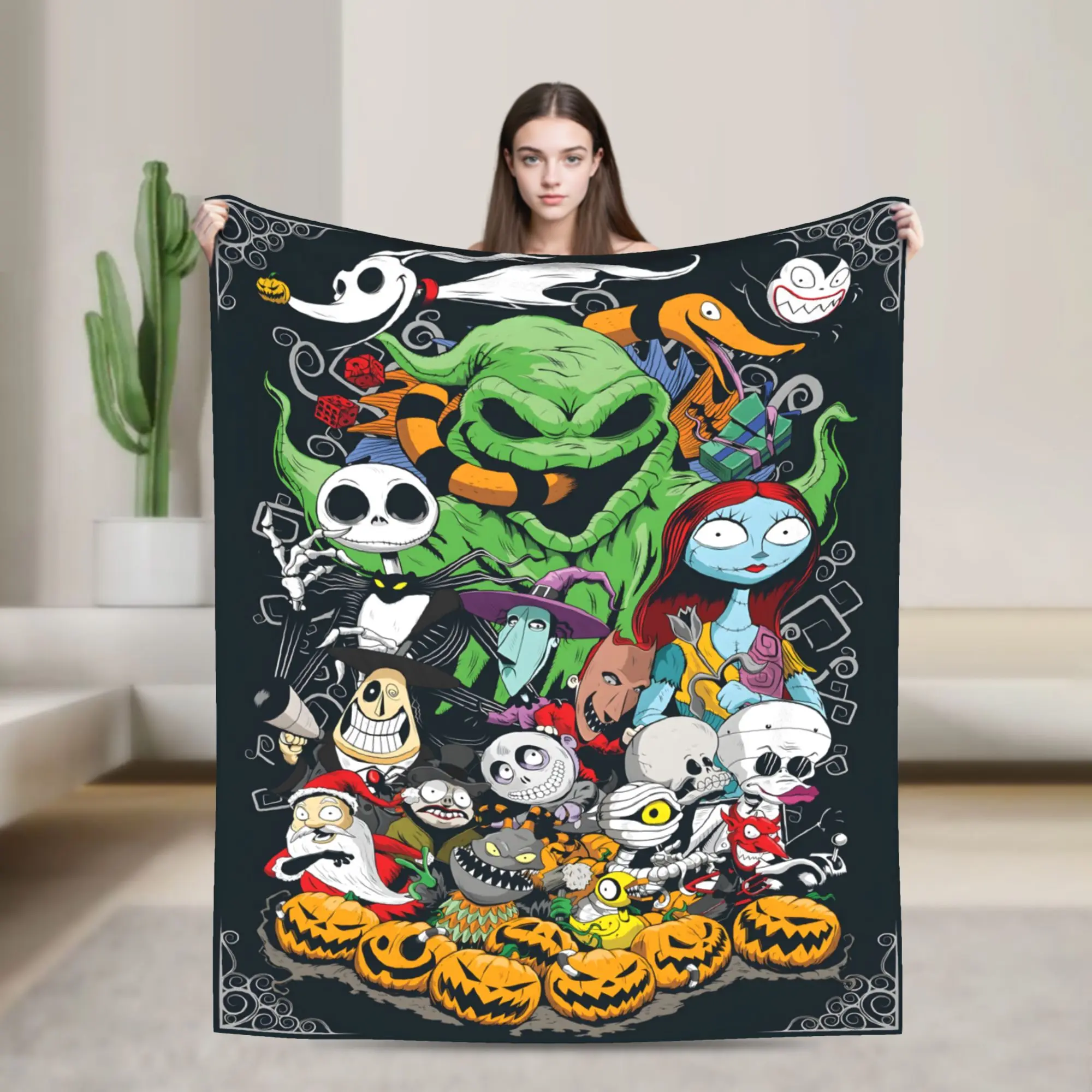 [SummerVibes] DISNEY CLASSIC Jack Throw Blanket - Soft Flannel, Bed, Sofa, Office - Vibrant Purple & Black Movie Design, Perfect Gift for Fans, Sofa Throw, Gothic Aesthetic