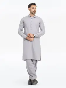 Edenrobe Men's Grey Kurta Shalwar - EMTKS24S-41136 NY(Top3)