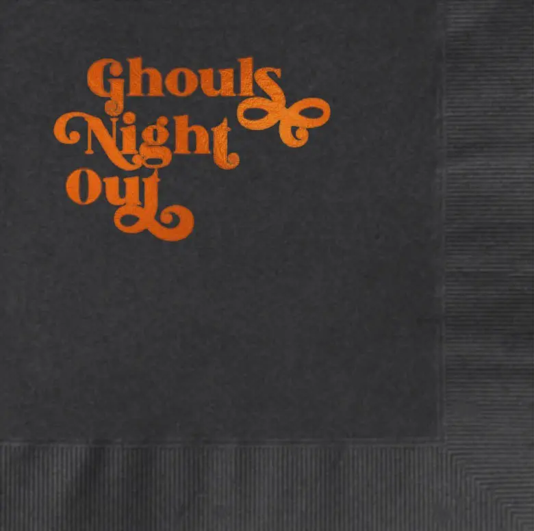 Ghouls Night Out Black and Orange Foil Funny Halloween Napkin