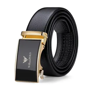 Men Belt Automatic Buckle Ratchet Leather Strap Black Casual Formal Girdles for Men