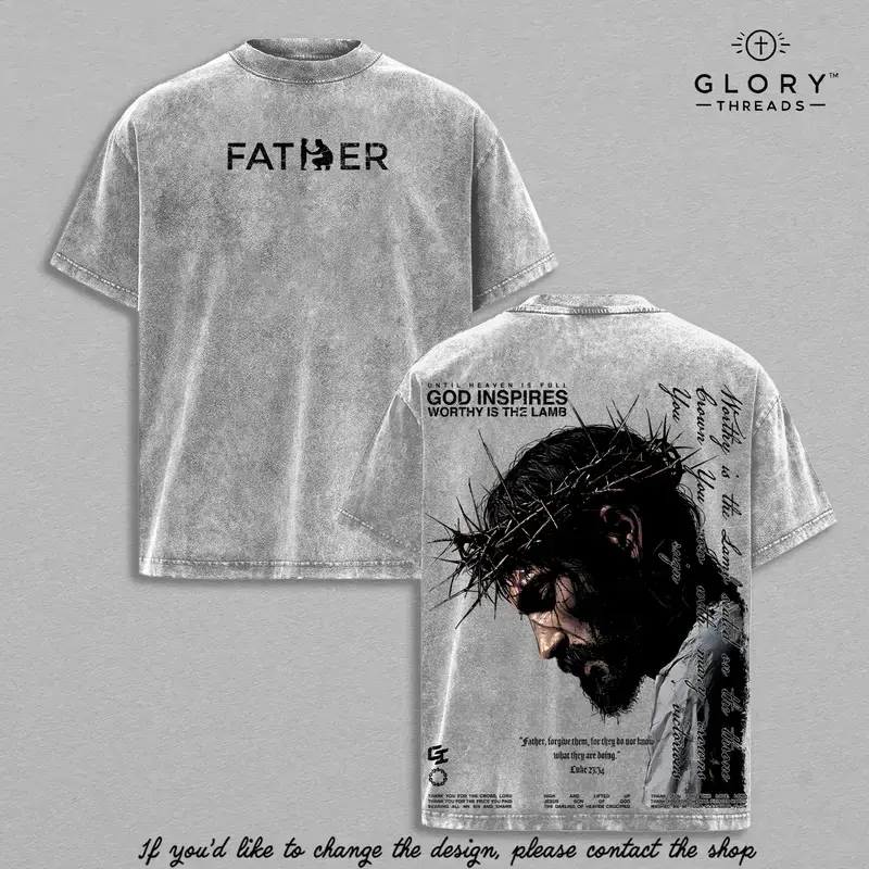 FATHER , FORGIVE THEM Vintage Jesus Christian Oversized T-Shirt / Tank Top / Hoodies, God Inspires Faith Graphic Tee, Religious Streetwear, Gospel Worship Shirt, Gift for Believers