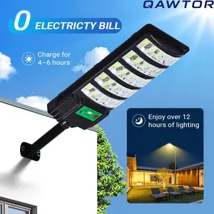 Upgraded Solar Street Light Outdoor 5730 SMD LED Super Bright Monocrystalline Panel LiFePO4 Battery IP65 Waterproof for Yard Garden Street Garage