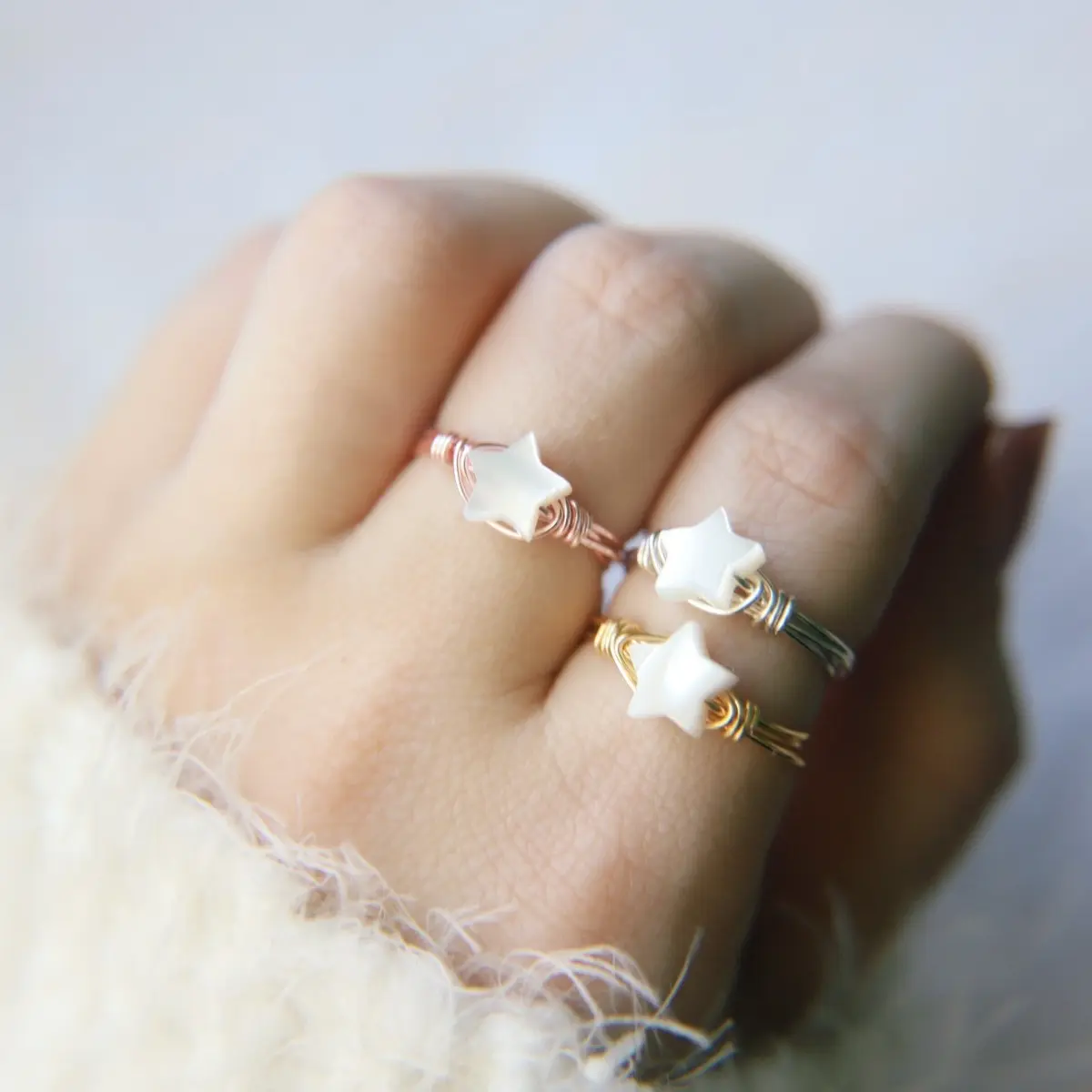Star shell wire wrapped ring Star shell wire wrapped ring