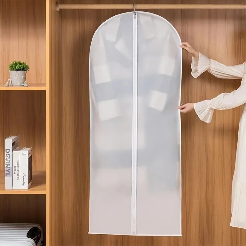 Dust-Proof Clothes Cover Bag Clear Garment Bag Breathable Coat Protector Garment Covers Bags for Closet Storage and Travel (Zipper 60×140cm), transparent