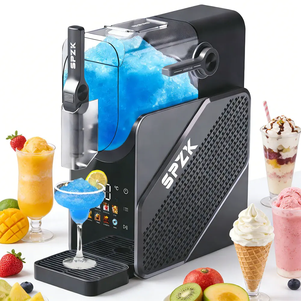 SPZK 8-in-1 Slushie & Soft Serve Ice Cream Maker for Home, 2.5L Large Capacity, 7 Preset Programs, Quiet Operation, LED Display, No Ice Needed, Ideal for Milkshakes, Margaritas, Frappes, 8-In-1 Mode